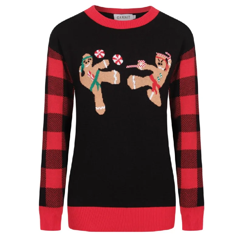 Luxurious Chunky SweatersWomen's black with red Christmas sweater