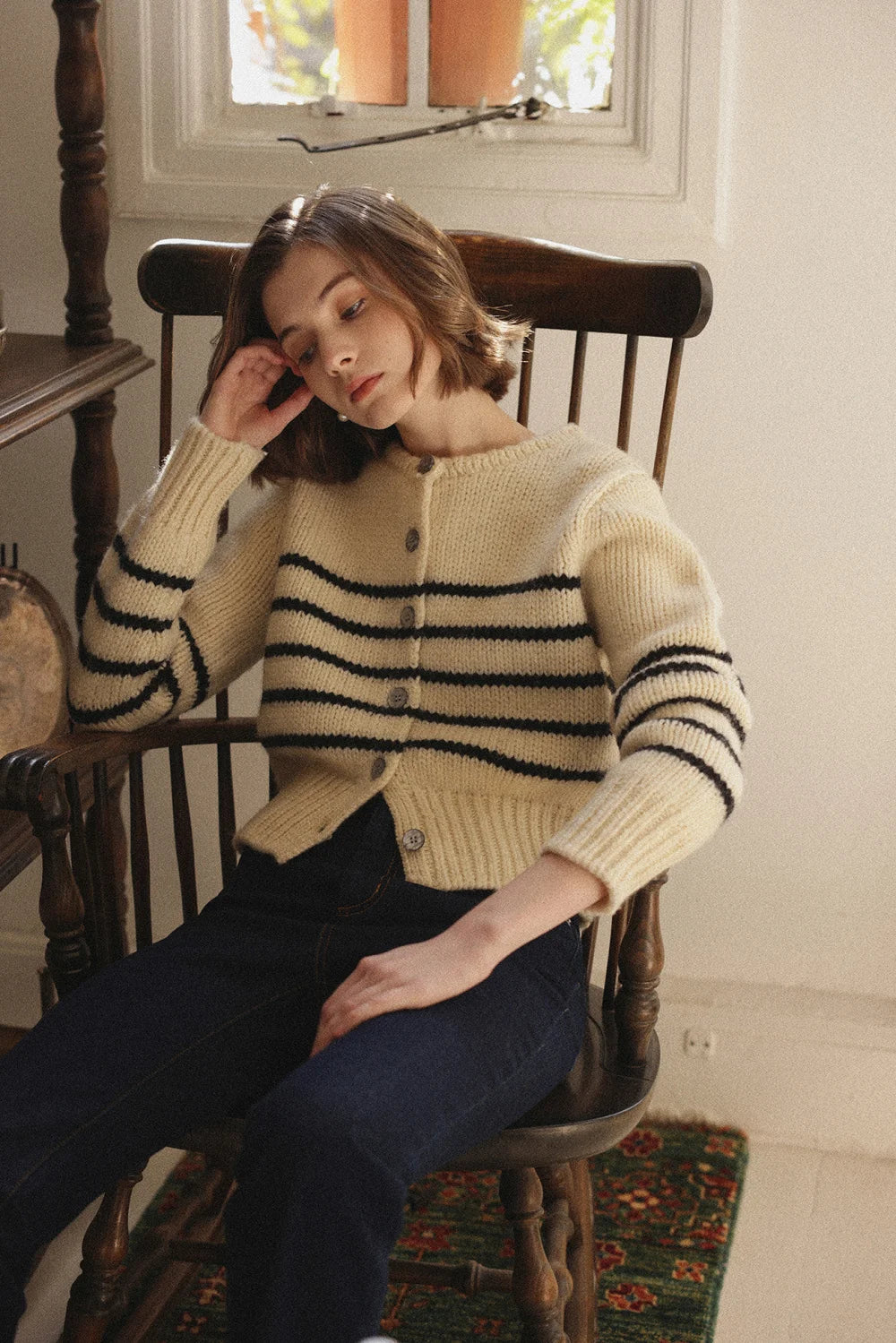 Stylish SweatersFaith - Knitted striped cardigan