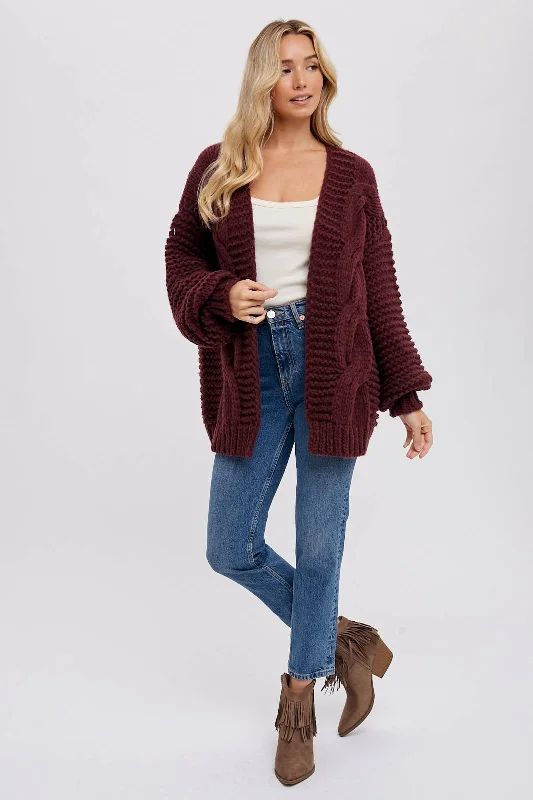 Thick Turtle-Neck Wool SweatersChunky Cable Cardigan