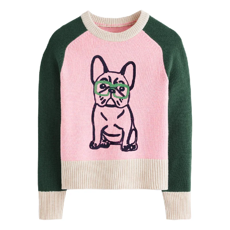 Cardigan SweatersWomen's green sleeves matching French bulldog sweater