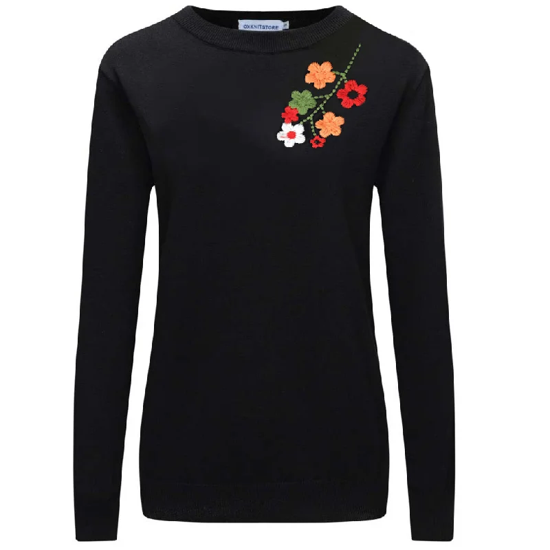 Funky SweatersWomen's vintage embroidered floral sweater