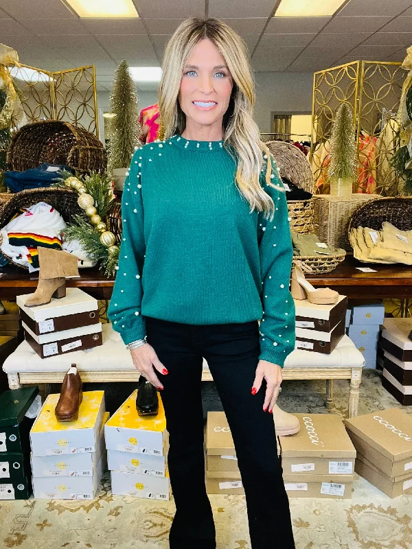 Fashionable SweatersADD THE ACCENTS SWEATER--EMERALD