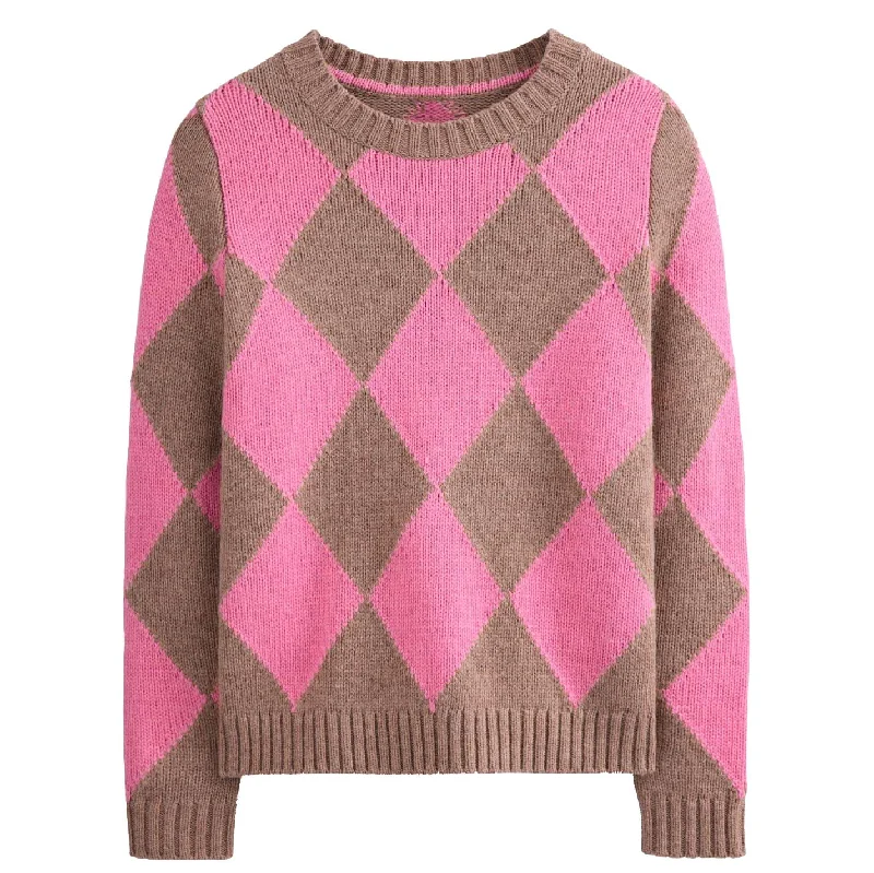 Soft Knitted SweatersWomen's pink diamond knit sweater