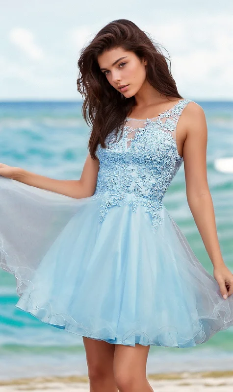 mermaid prom dressesA-Line Short Prom Dress with Sheer Bodice