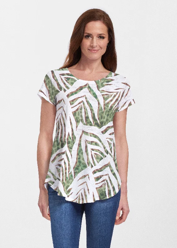 women's tops for cozy nights inLush Jaguar (16151) ~ Signature Short Sleeve Scoop Neck Flowy Tunic