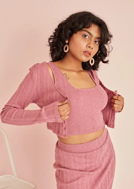 Thick Turtle-Neck Wool SweatersRiley Mauve Rib Cardigan