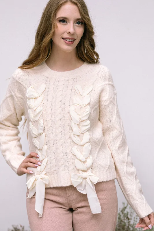 Thick Cashmere SweatersCece Cable Knit Bow Sweater