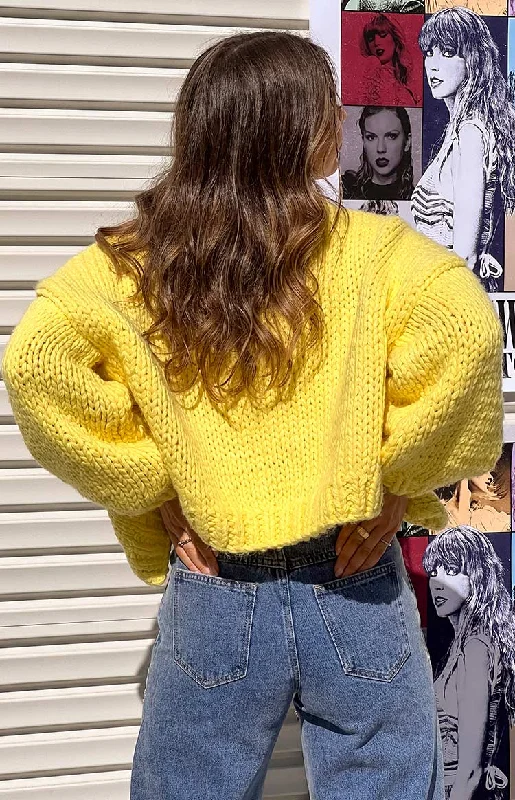 Thick Turtle-Neck Wool SweatersBad Habits Yellow Knit Cardigan