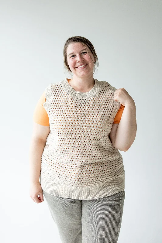 Thick Turtle-Neck Wool SweatersCROCHET KNIT SWEATER VEST IN CREAM