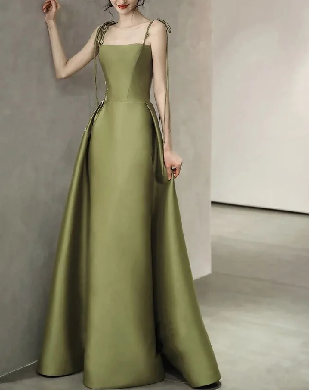 ready-to-wear prom dressesSpaghetti Straps Satin Prom Dress A-line Simple Floor Length Evening Gown Y7011