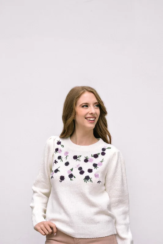 Trendy Pullover SweatersBrinley Floral Embroidered Sweater