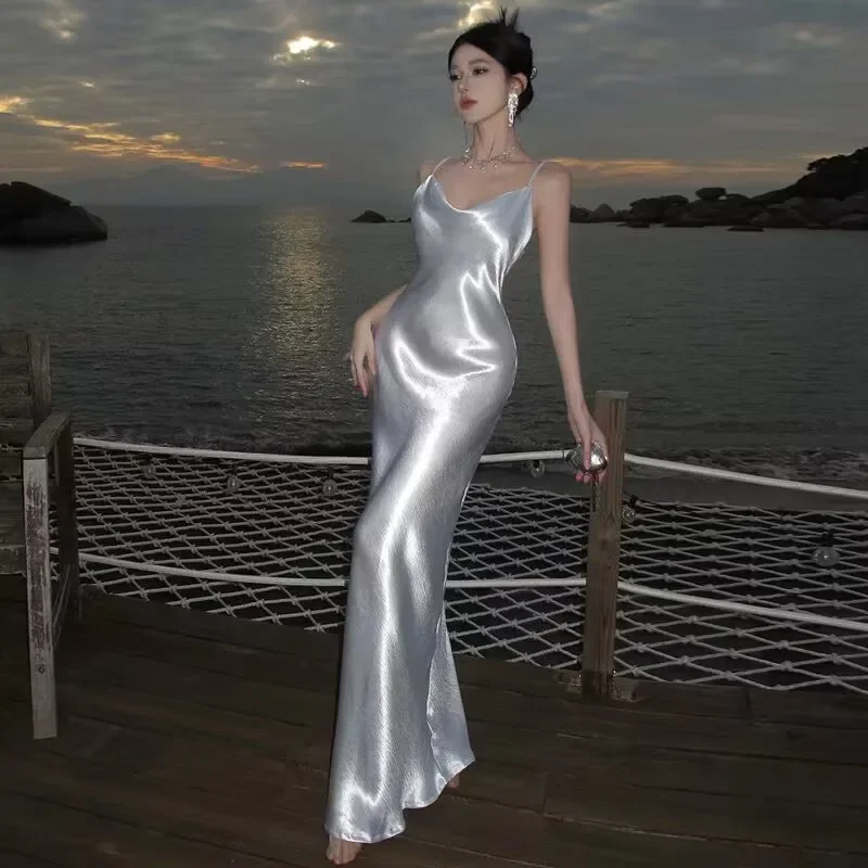 prom dresses for pear shapesSimple White Satin Backless Long Prom Evening Dress Y7841