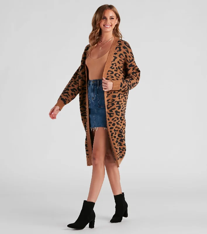 Colorful Casual SweatersInto the Wild Leopard Duster Cardigan