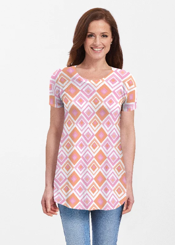 trendy women's topsCubed Pink (7809) ~ Butterknit Short Sleeve Tunic