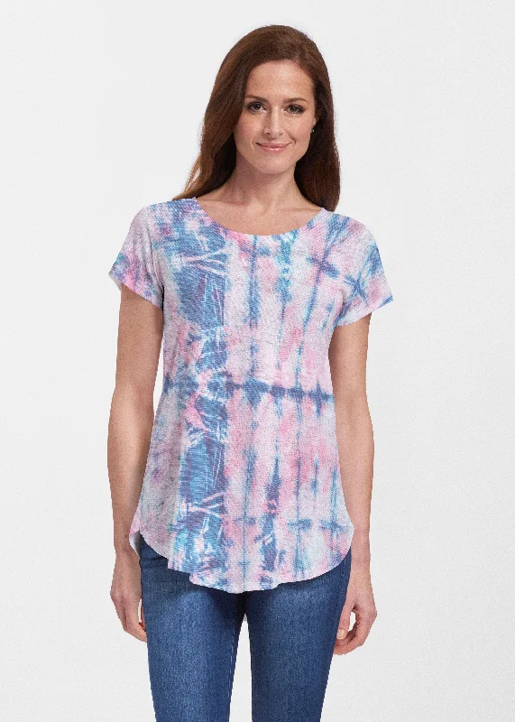 women's tops for those who believe in expressing their individuality through fashionColour Wash Pink (17198) ~ Signature Short Sleeve Scoop Neck Flowy Tunic