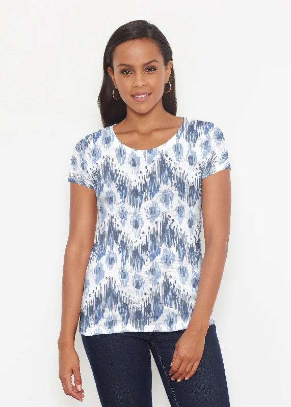 women's tops for those who value both quality and affordabilityTonal Waves Blue (7804) ~ Signature Short Sleeve Scoop Shirt