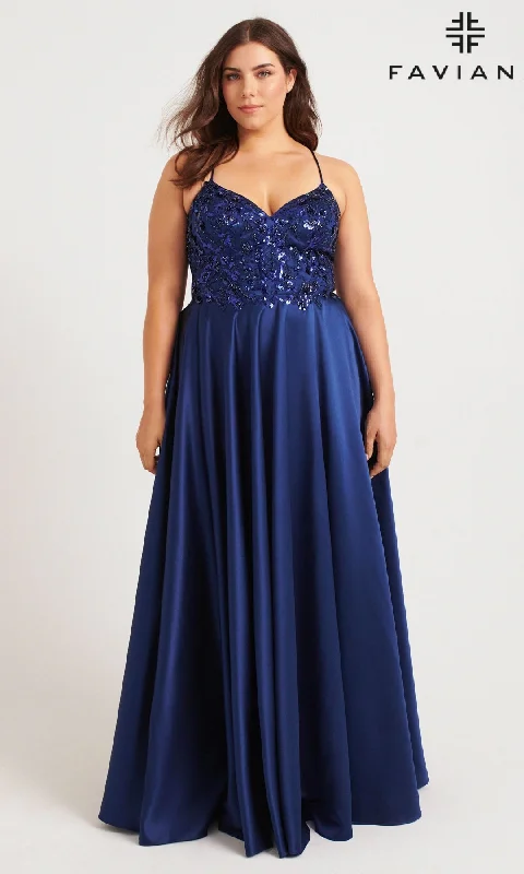 long prom dressesLong Plus-Size Prom Dress: Faviana 9578