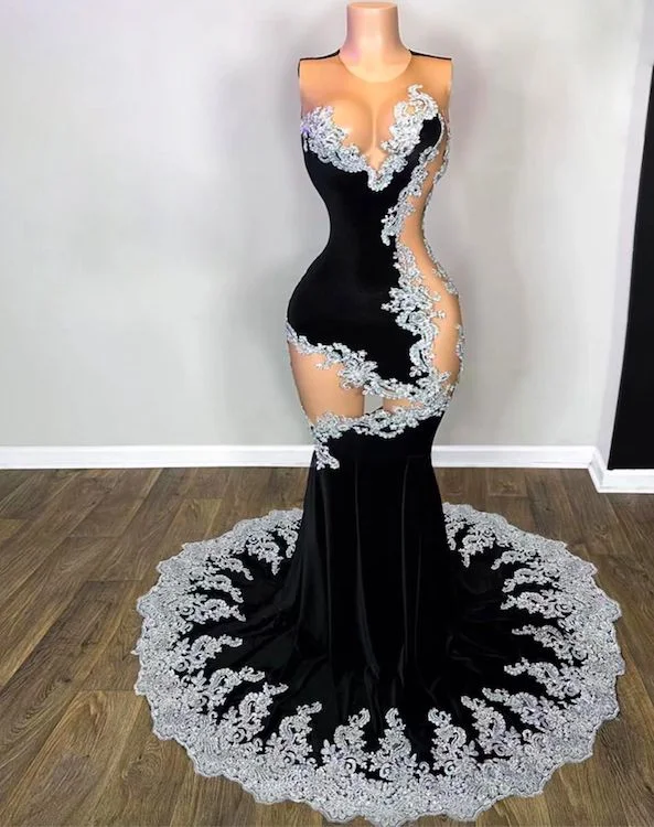 prom dresses for springBlack Prom Dresses, Sexy Formal Dresses, Lace Applique Evening Dresses, Formal Occasion Dresses Y5988