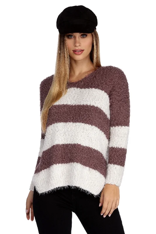 Fitted High-Quality Wool SweatersSweetly Striped Cozy Sweater