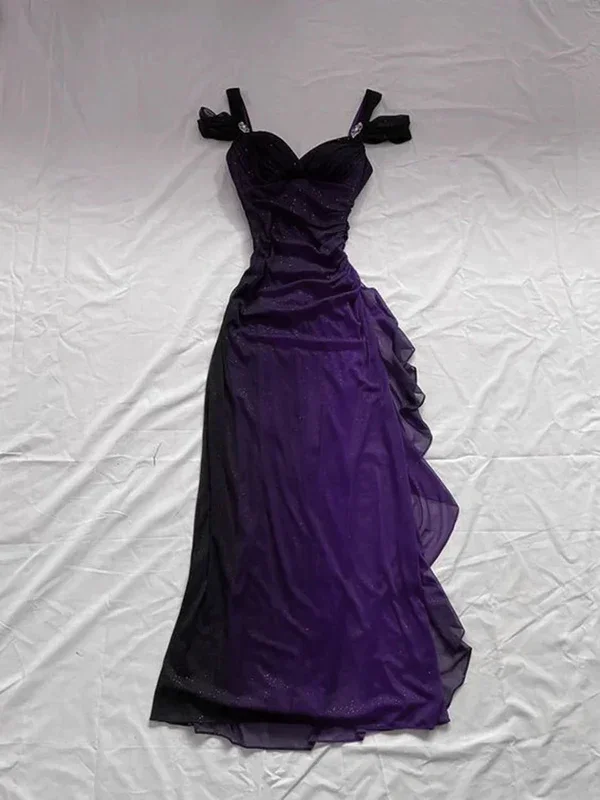 sequined prom dressesShiny Ombre Purple Chiffon Long Prom Dress Evening Dress Y7488