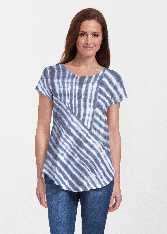 women's tops with flutter sleevesTie-Dye Ripple (14183) ~ Signature Short Sleeve Scoop Neck Flowy Tunic