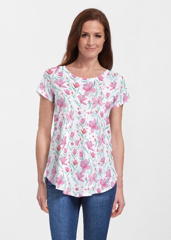 women's tops for evening soireesAzalea (8109) ~ Short Sleeve Scoop Neck Flowy Tunic