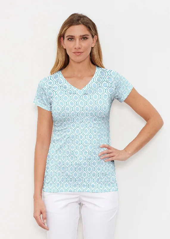 women's tops for those who want to make a bold fashion statement with their choice of topsWaves of Sherbet (25072) ~ Signature Cap Sleeve V-Neck Shirt