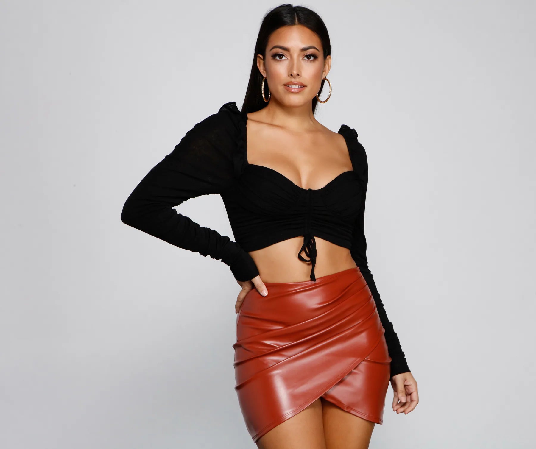 women's tops for those who believe in expressing their individuality through fashionLookin' Trendy Ruched Crop Top