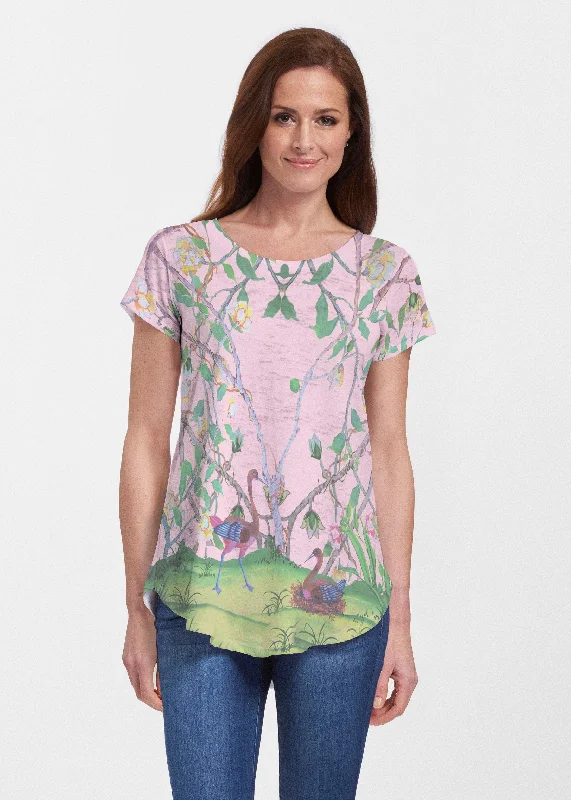 women's tops for wedding guest attireWildwood Pink (19121) ~ Signature Short Sleeve Scoop Neck Flowy Tunic