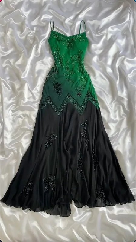 cap sleeve prom dressesGorgeous Ombre Green Chiffon Beaded Prom Dress Mermiad Evening Dress Y7731