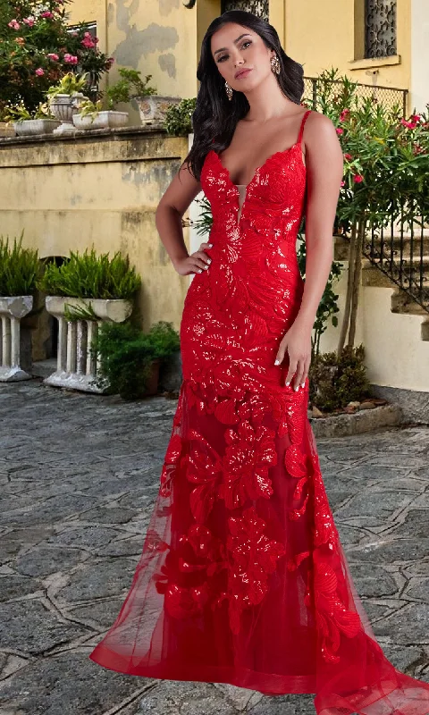 prom dresses for pear shapesPromGirl Long Red Lace Mermaid Prom Dress