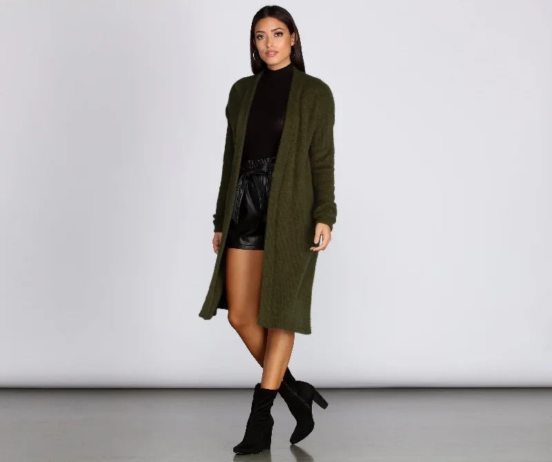 Fitted Oversized Cardigan SweatersLiving Lavish Long Knit Cardigan