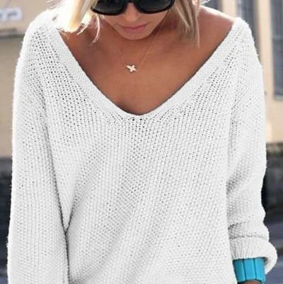 Comfortable Dressy SweatersWomens V Neck Knit Sweater