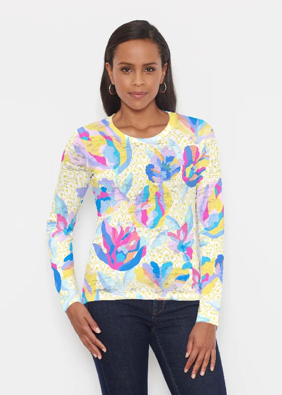 women's tops with cinched waistsFloral Spades (8048) ~ Signature Long Sleeve Crew Shirt