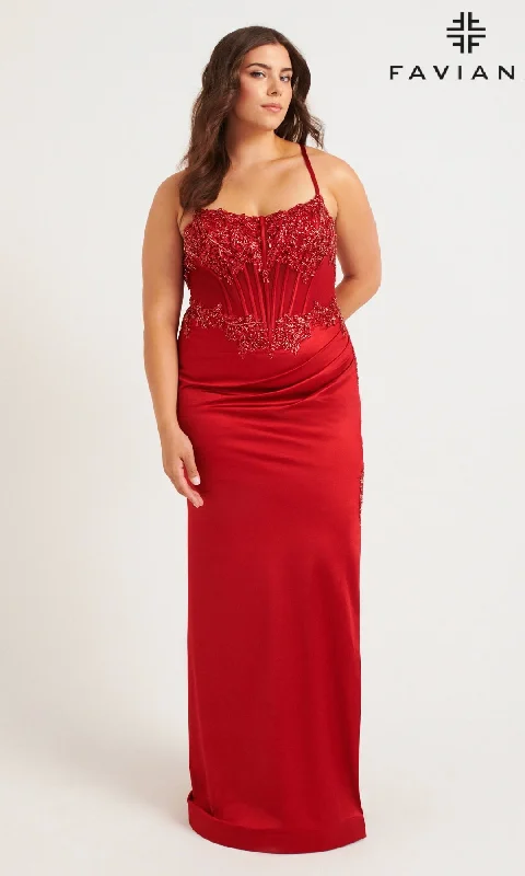 vintage prom dressesLong Plus-Size Prom Dress: Faviana 9592