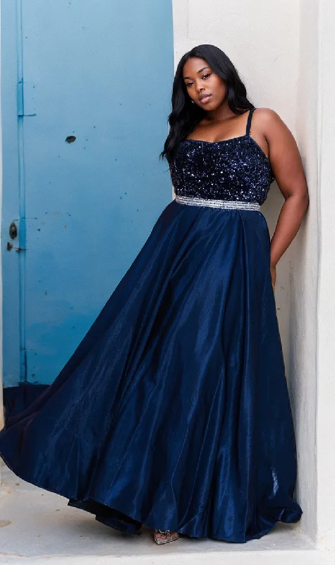 convertible prom dressesLace-Up Long Plus-Size Prom Dress with Sequins W1018