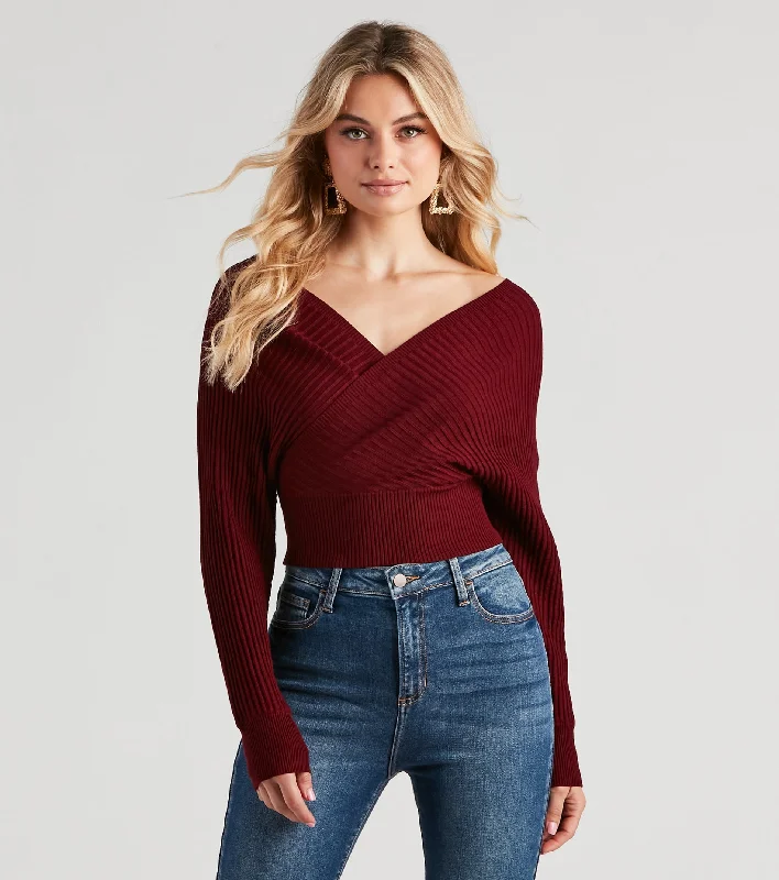 Fitted Cashmere SweatersDoll It Up Open Back Ribbed Sweater