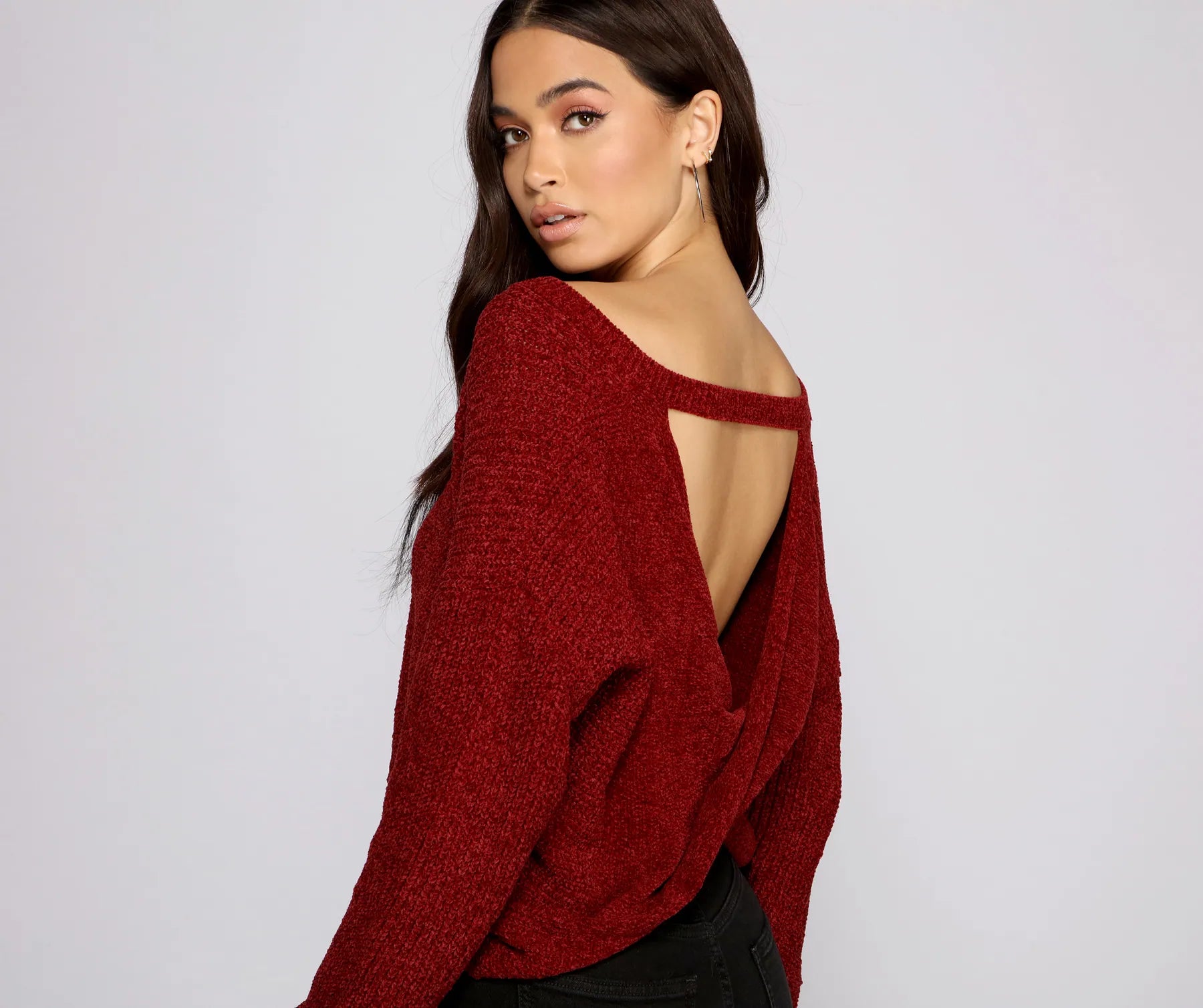 Extra-Large Flannel-Lined SweatersCasually Chic Twist Back Chenille Sweater