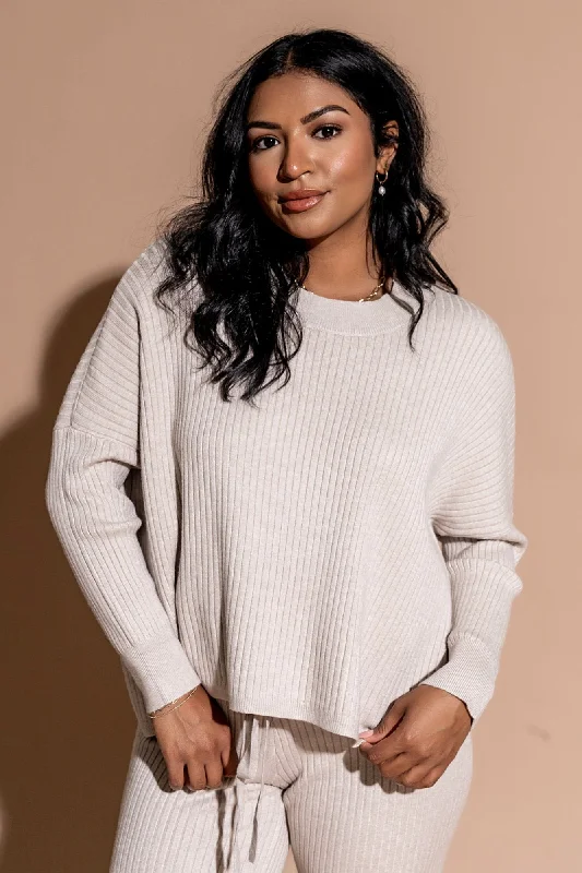 Extra-Large Knitted Crewneck SweatersCozy Ribbed Sweater