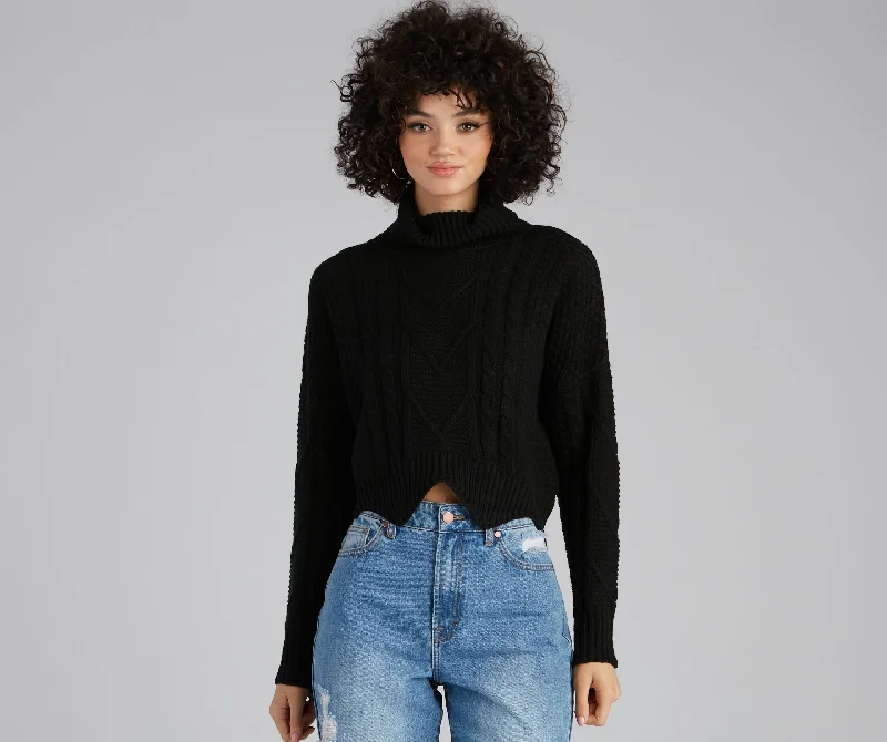 Thick SweatersTrendy Staples Scallop Hem Sweater