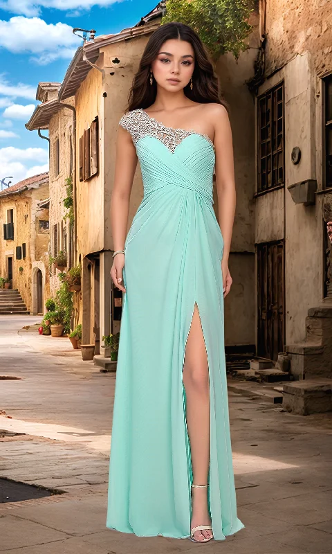 mini prom dressesLong La Femme Prom Dress with Beaded Shoulder