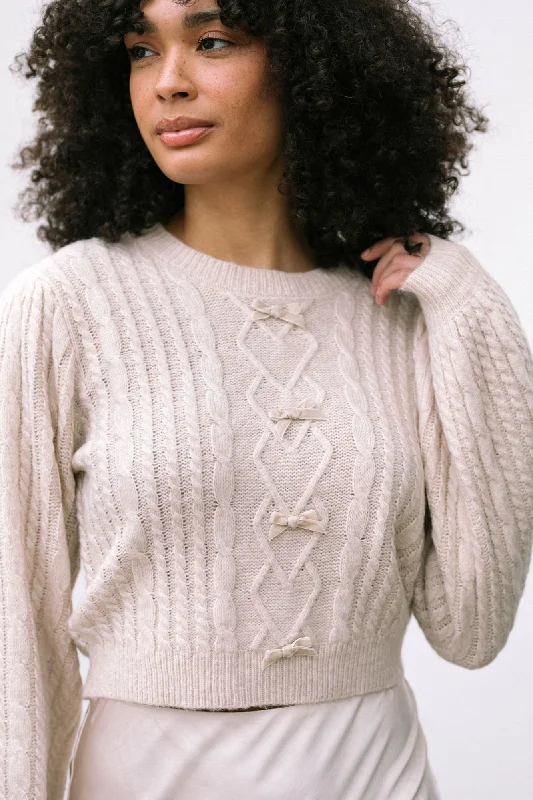 Oversized Cardigan SweatersMimi Bow Knit Sweater