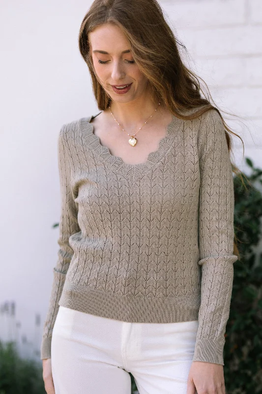 Vintage SweatersNori Pointelle V-Neck Sweater