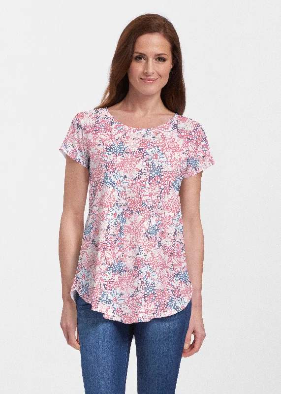 affordable women's topsTulips are Back (7880) ~ Short Sleeve Scoop Neck Flowy Tunic