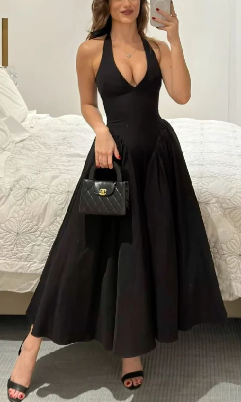 dark prom dressesSexy A Line V Neck Prom Dress Black Evening Dress Y7856