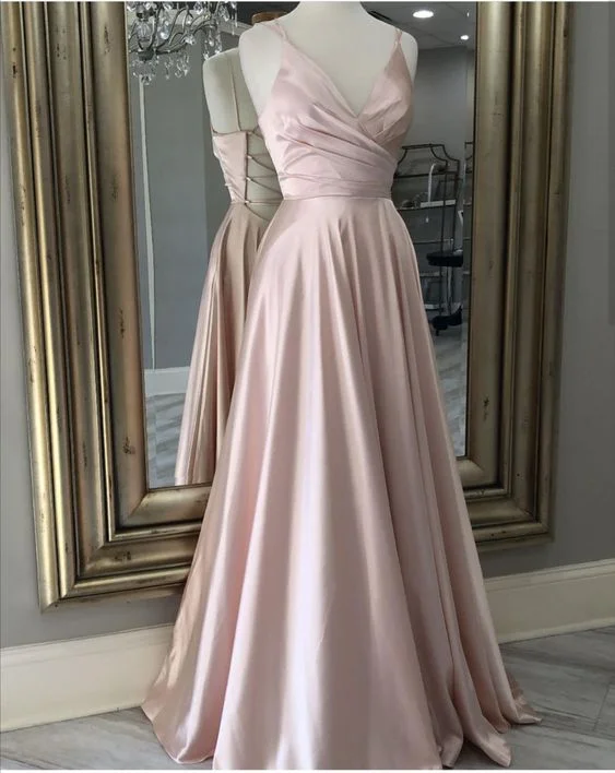 illusion neckline prom dressesV Neck Prom Dress Long Evening Gown With Tie Back Y7014