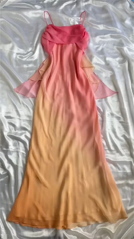 prom dress color trendsChic Ombre Orange Chiffon Prom Dress Evening Gown Y7758