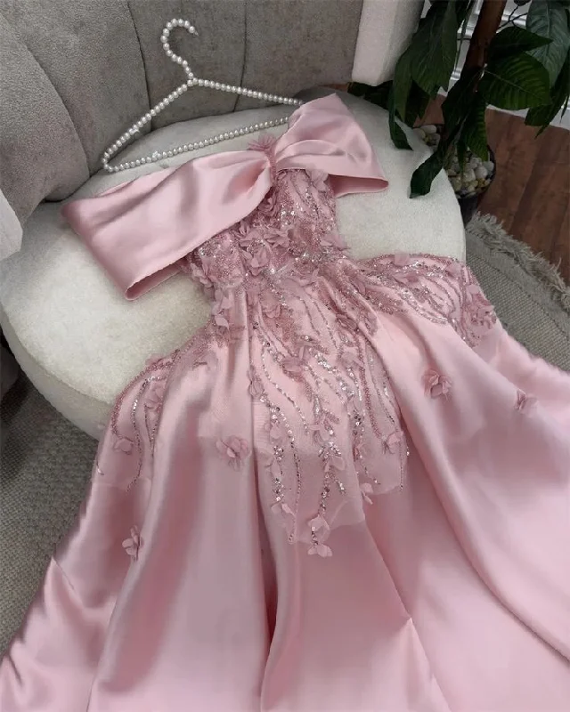 ball gown prom dressesClassy Pink off The Shoulder Appliques Sequins Evening Dress Long A Line Prom Dress Y7638