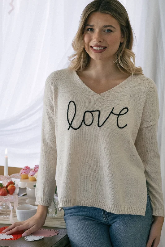 Dressy SweatersDelaney V-Neck Love Sweater