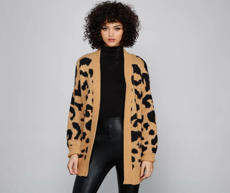 Knitted SweatersCozy Vibes Leopard Print Cardigan